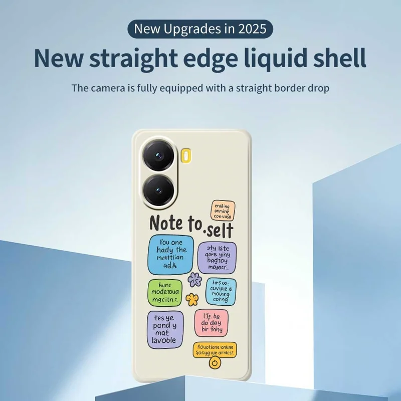 For Xiaomi Redmi Turbo 4 5G  /  Poco X7 Pro 5G Case Colored Sticky Notes Pattern Printing Straight Edge TPU Phone Back Cover - Beige