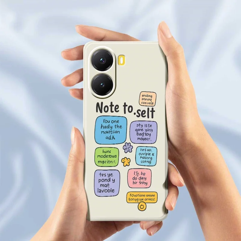 For Xiaomi Redmi Turbo 4 5G  /  Poco X7 Pro 5G Case Colored Sticky Notes Pattern Printing Straight Edge TPU Phone Back Cover - Beige