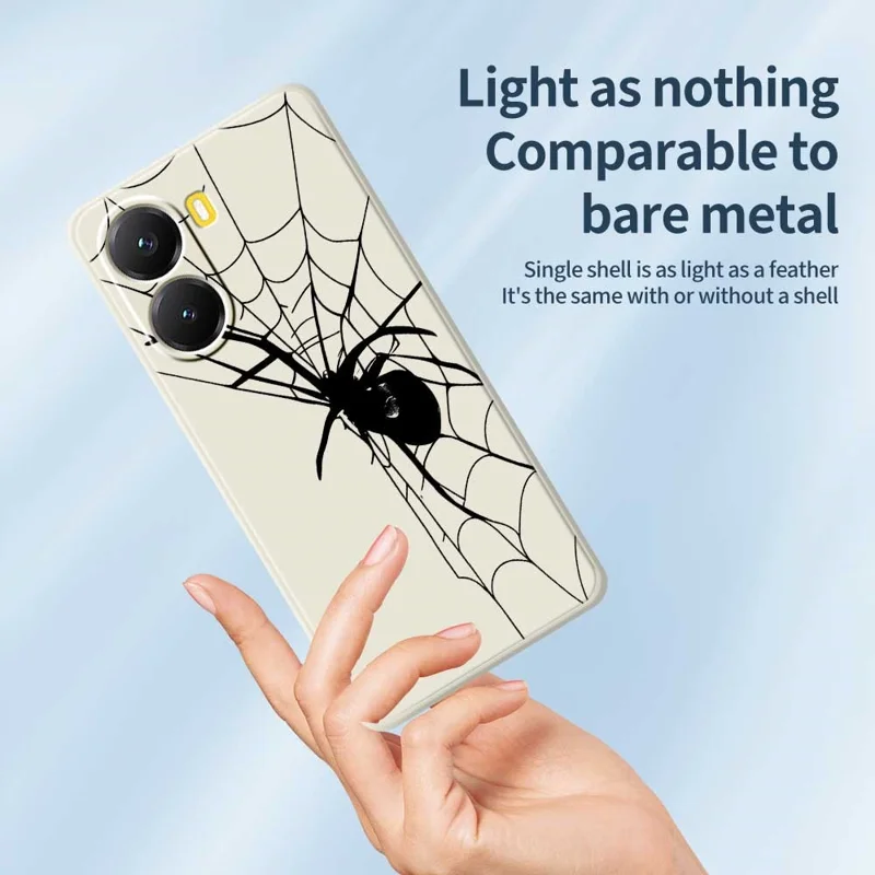 Für Xiaomi Redmi Turbo 4 5G / Poco X7 Pro 5G Hülle Spinnenmusster-Druck Klare Kante TPU Handy-Rückseite - Beige