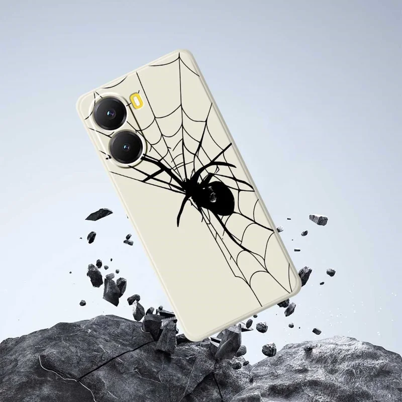 Für Xiaomi Redmi Turbo 4 5G / Poco X7 Pro 5G Hülle Spinnenmusster-Druck Klare Kante TPU Handy-Rückseite - Beige