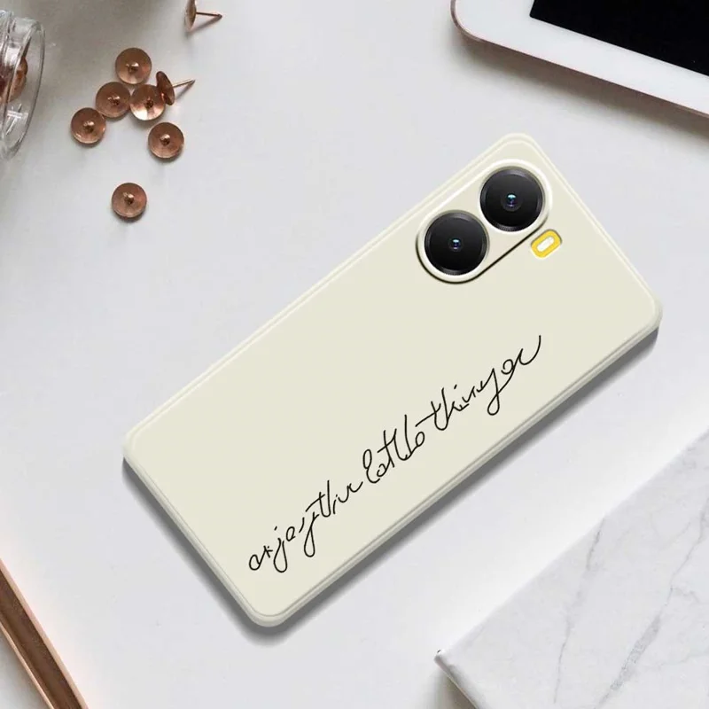 Für Xiaomi Redmi Turbo 4 5G / Poco X7 Pro 5G Hülle WordArt Muster Druck Gerade Kante TPU Handyrückseite - Beige
