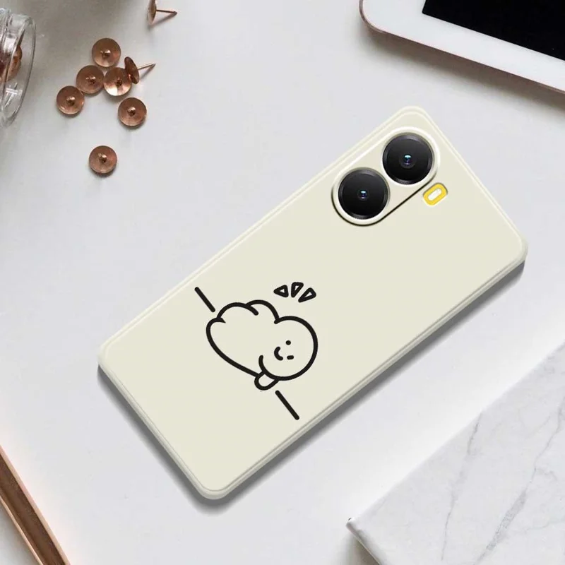 Чехол для Xiaomi Redmi Turbo 4 5G / Poco X7 Pro 5G с рисунком в виде стилизованной фигуры, с прямыми краями, задняя TPU накладка - Бежевый