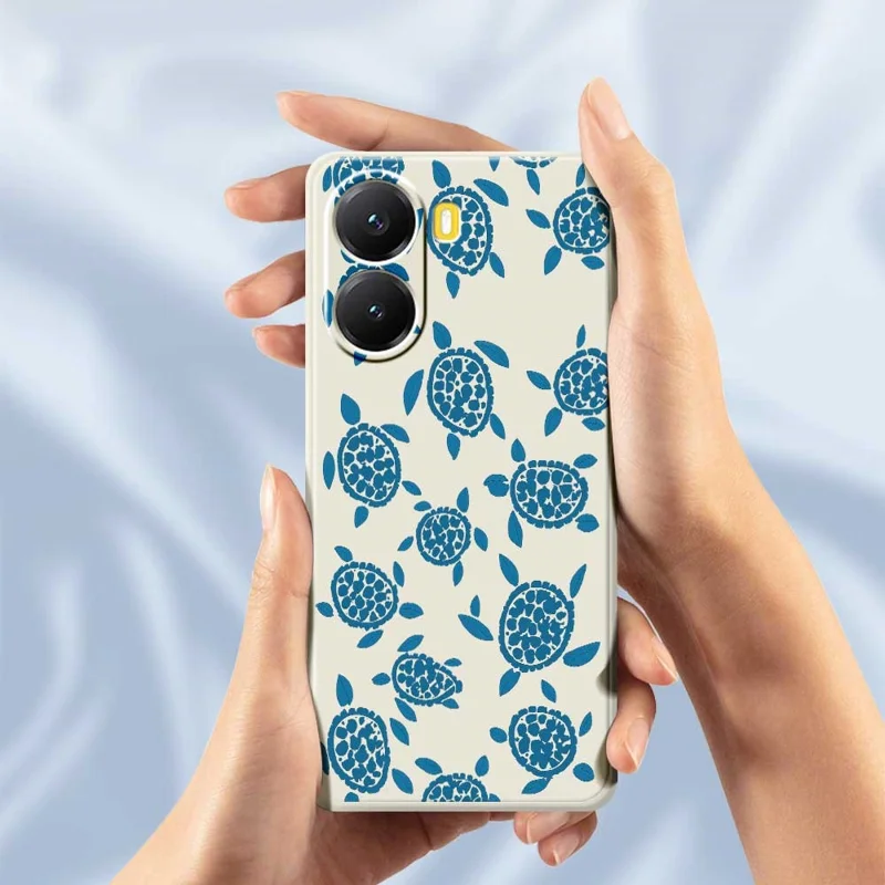 Чехол для Xiaomi Redmi Turbo 4 5G / Poco X7 Pro 5G с рисунком «Синяя черепаха», с прямыми краями, TPU, защитный чехол для телефона - Бежевый