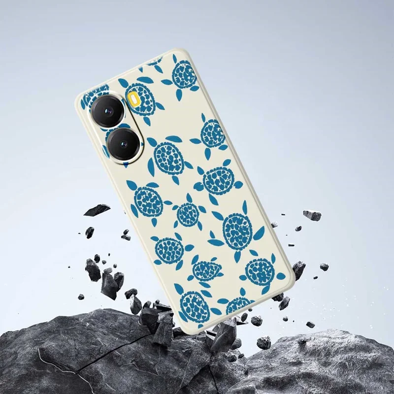 Чехол для Xiaomi Redmi Turbo 4 5G / Poco X7 Pro 5G с рисунком «Синяя черепаха», с прямыми краями, TPU, защитный чехол для телефона - Бежевый