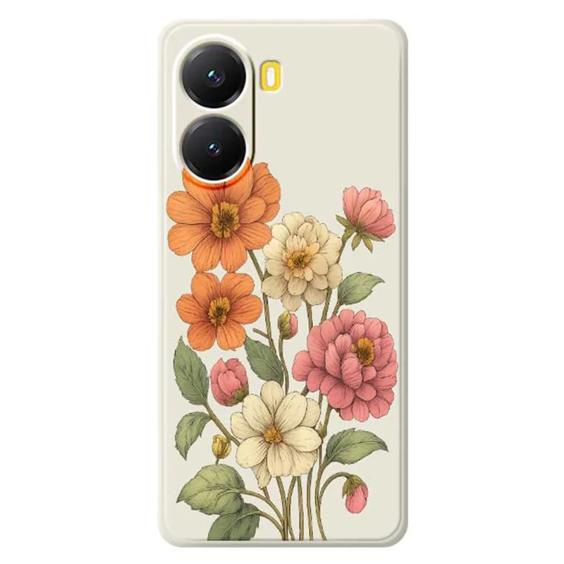 Funda para Xiaomi Redmi Turbo 4 5G / Poco X7 Pro 5G con Estampado de Flores Bonitas, Borde Recto, Cubierta Trasera de TPU - Beige