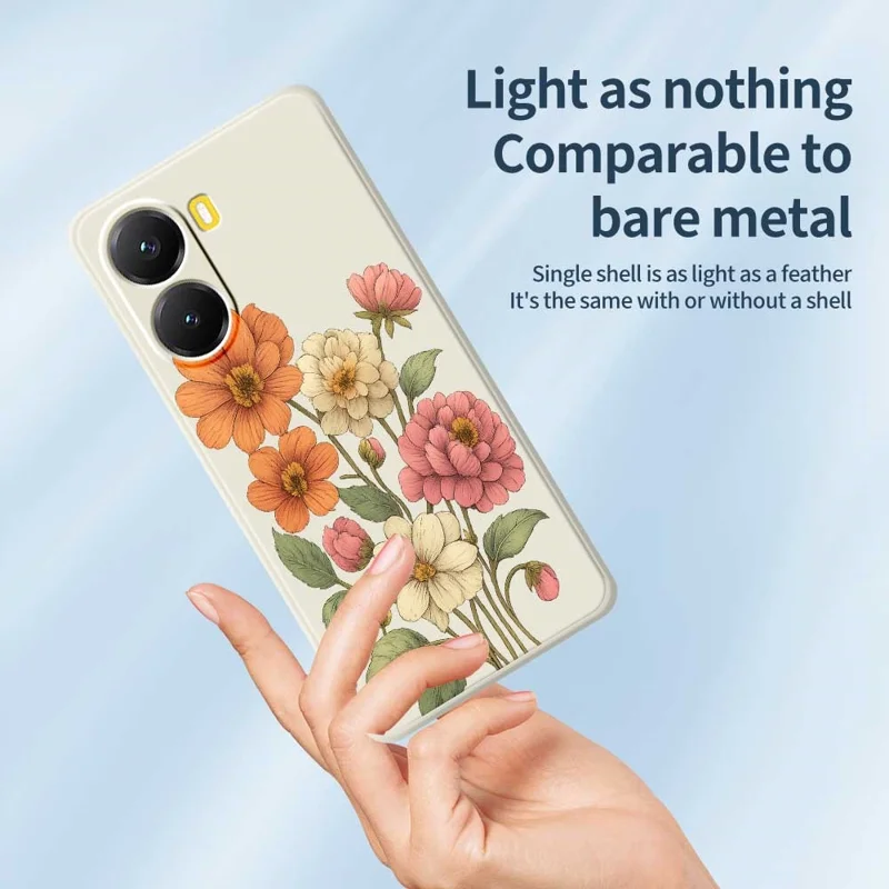Funda para Xiaomi Redmi Turbo 4 5G / Poco X7 Pro 5G con Estampado de Flores Bonitas, Borde Recto, Cubierta Trasera de TPU - Beige