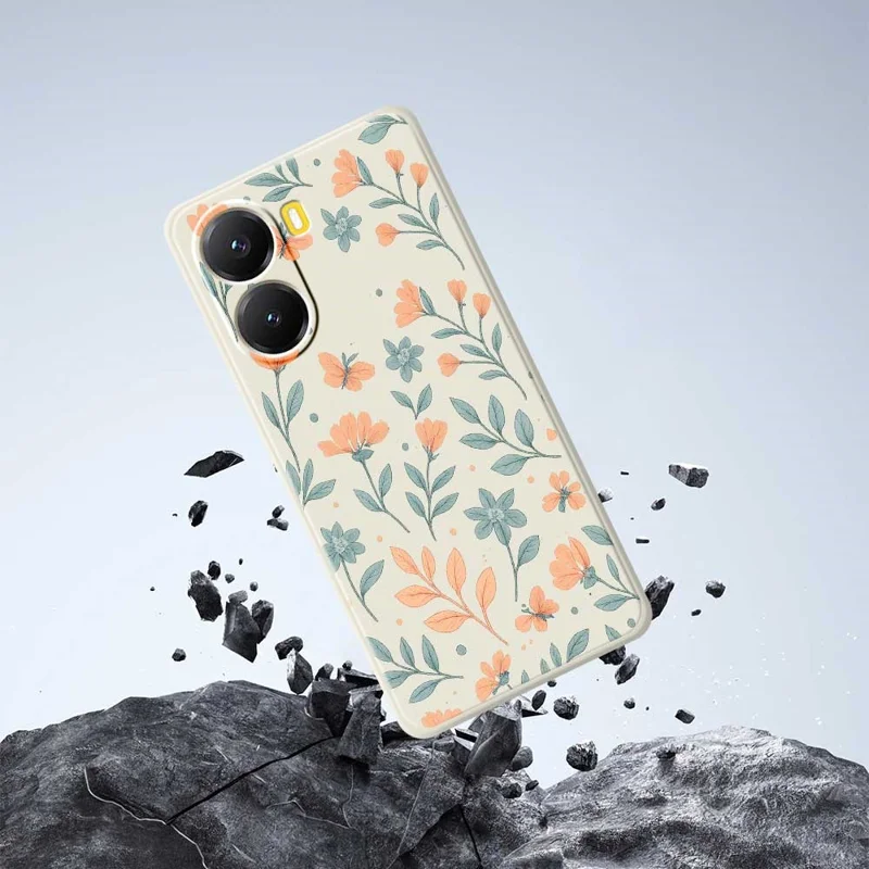 Чехол для Xiaomi Redmi Turbo 4 5G / Poco X7 Pro 5G с рисунком желтых цветов, мягкий TPU чехол для смартфона с прямыми краями - Бежевый