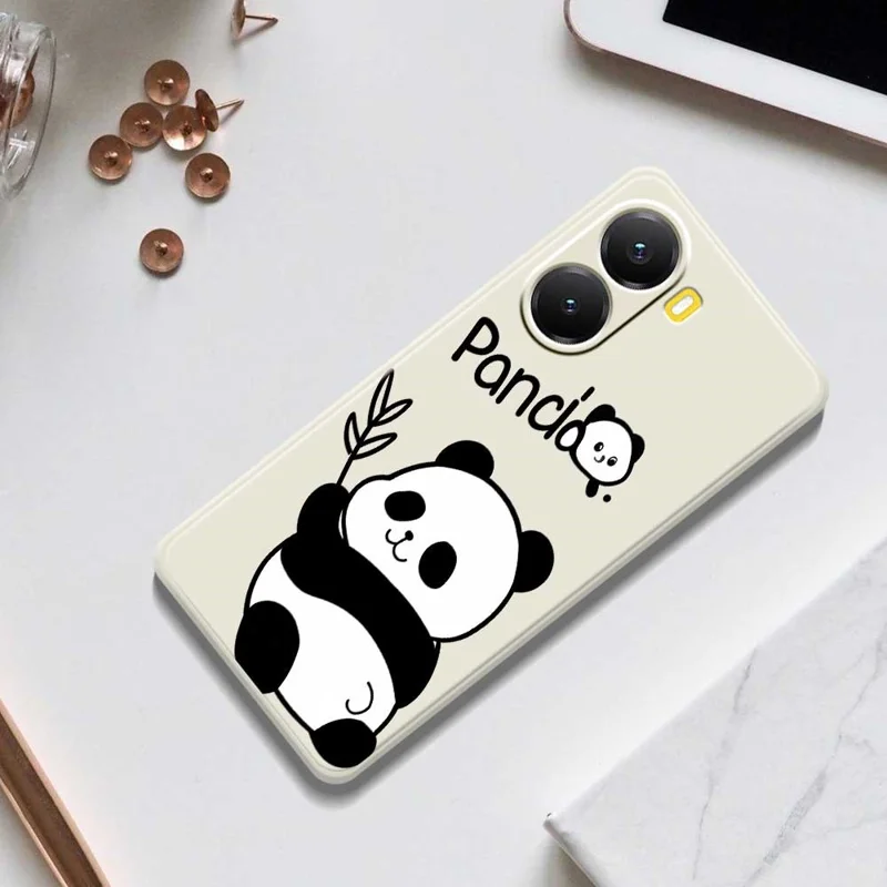 Чехол для Xiaomi Redmi Turbo 4 5G / Poco X7 Pro 5G с принтом в виде панды, с прямыми краями, задняя TPU-накладка - Бежевый
