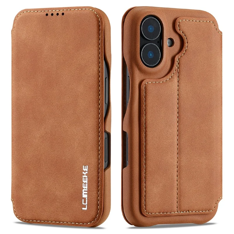 LC.IMEEKE iPhone 17 Hülle mit Kartenhalter und Ständer - Ledertasche in Braun