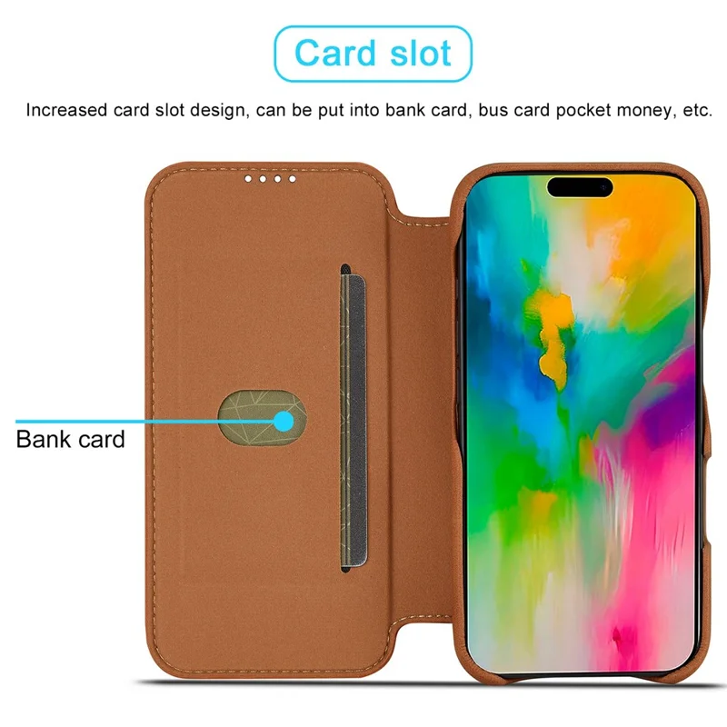 LC.IMEEKE iPhone 17 Hülle mit Kartenhalter und Ständer - Ledertasche in Braun