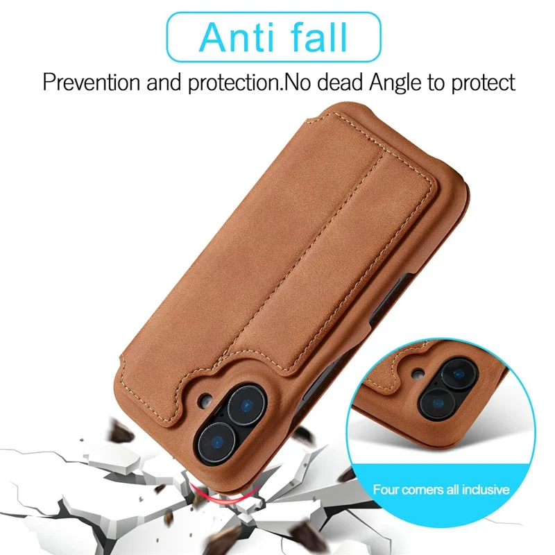 LC.IMEEKE iPhone 17 Hülle mit Kartenhalter und Ständer - Ledertasche in Braun