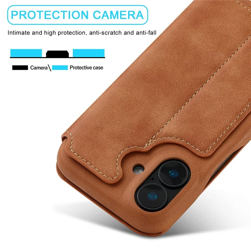 LC.IMEEKE iPhone 17 Hülle mit Kartenhalter und Ständer - Ledertasche in Braun