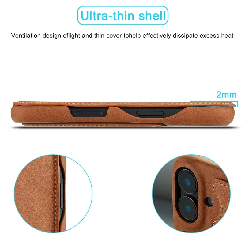 LC.IMEEKE iPhone 17 Hülle mit Kartenhalter und Ständer - Ledertasche in Braun