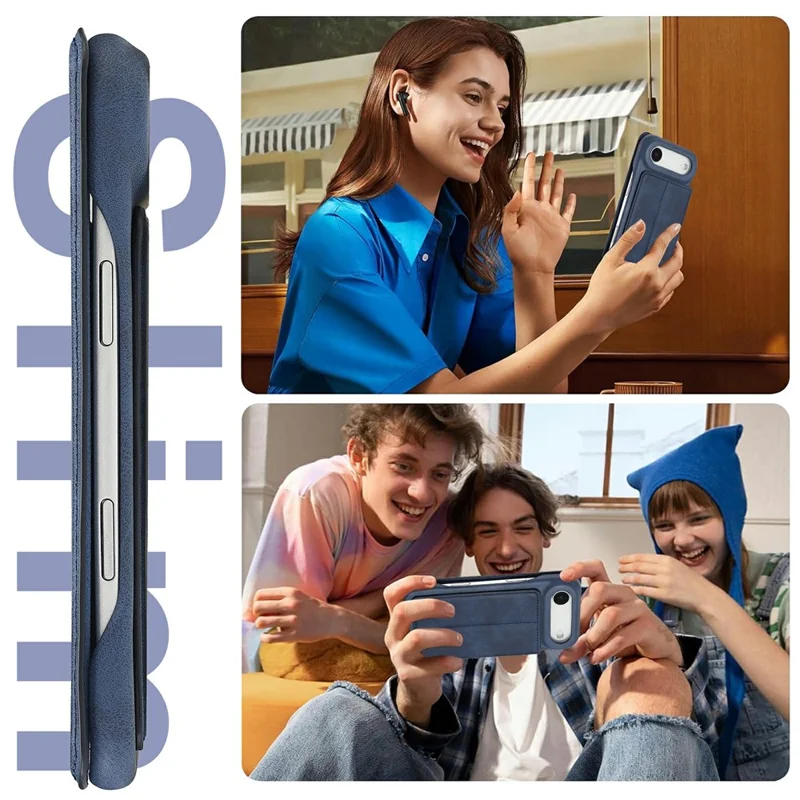 LC.IMEEKE For iPhone Air Case Card Holder Stand Leather Phone Cover - Blue