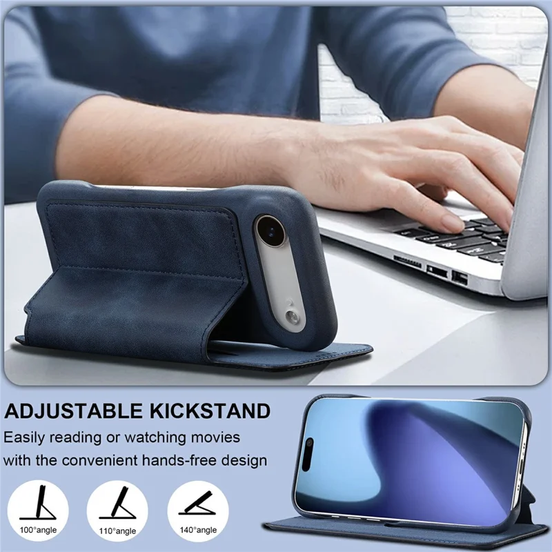 LC.IMEEKE For iPhone Air Case Card Holder Stand Leather Phone Cover - Blue