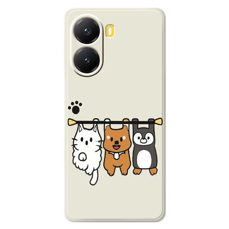 For Xiaomi Redmi Turbo 4 5G  /  Poco X7 Pro 5G Case Three Animal Dolls Pattern Printing Straight Edge TPU Phone Back Cover - Beige