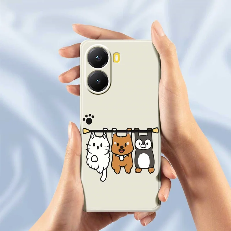 For Xiaomi Redmi Turbo 4 5G  /  Poco X7 Pro 5G Case Three Animal Dolls Pattern Printing Straight Edge TPU Phone Back Cover - Beige