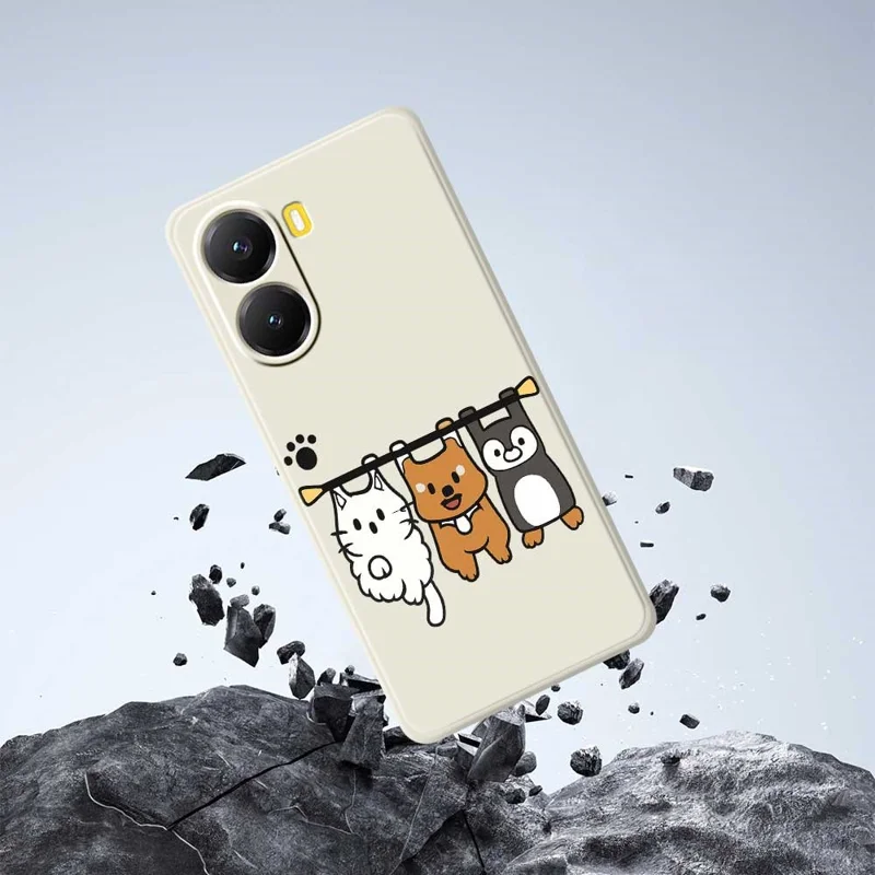 For Xiaomi Redmi Turbo 4 5G  /  Poco X7 Pro 5G Case Three Animal Dolls Pattern Printing Straight Edge TPU Phone Back Cover - Beige
