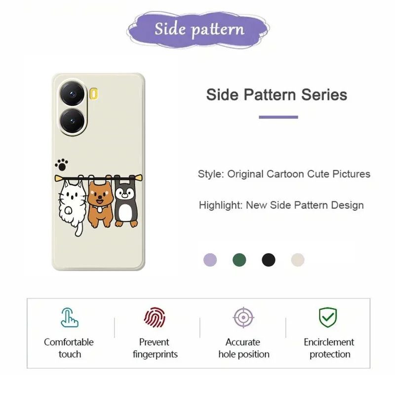 For Xiaomi Redmi Turbo 4 5G  /  Poco X7 Pro 5G Case Three Animal Dolls Pattern Printing Straight Edge TPU Phone Back Cover - Beige