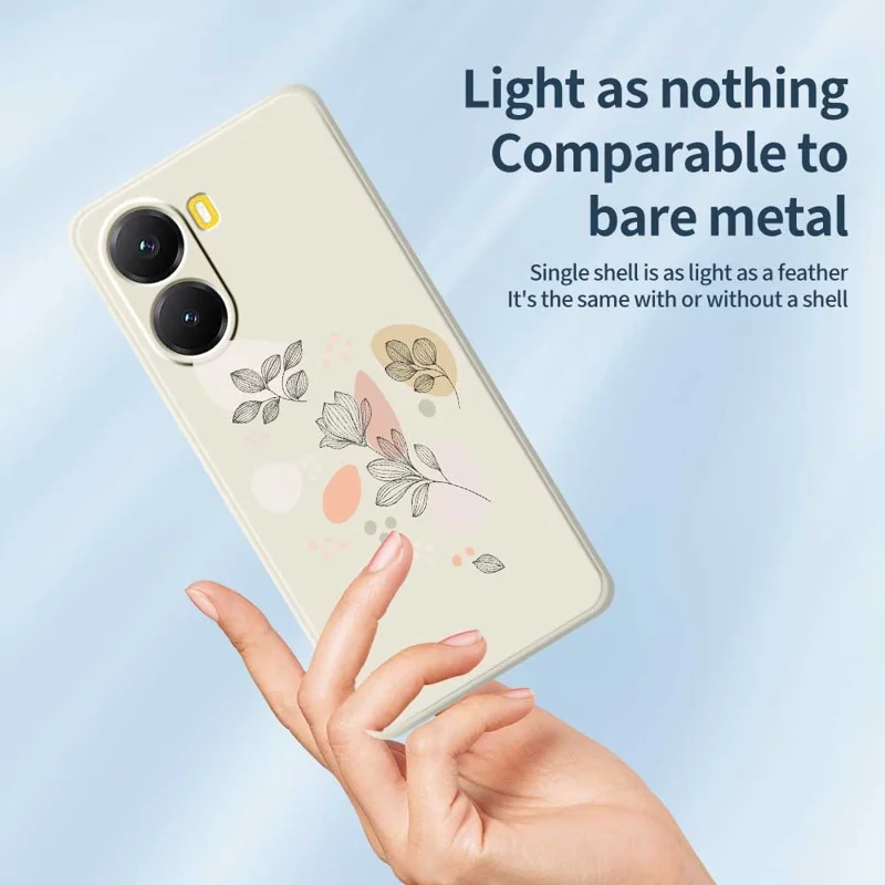 Pour Xiaomi Redmi Turbo 4 5G / Poco X7 Pro 5G Étui Motif Feuilles Esquissées Impression avec Bords Droits Coque Arrière TPU pour Téléphone - Noir