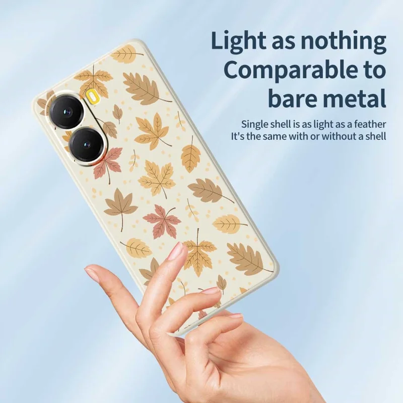 Für Xiaomi Redmi Turbo 4 5G / Poco X7 Pro 5G Hülle Blätter-Muster Druck Gerade Kante TPU Handy Rückseite Schutzhülle - Beige