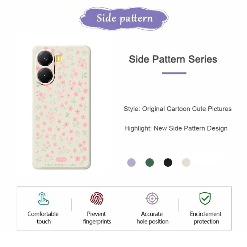 Für Xiaomi Redmi Turbo 4 5G / Poco X7 Pro 5G Hülle Rosa Blumenmuster Bedruckung Gerade Kante TPU Telefonrückseite - Beige