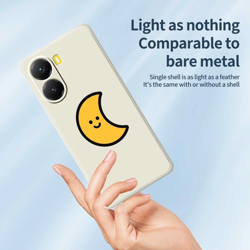 Für Xiaomi Redmi Turbo 4 5G / Poco X7 Pro 5G Hülle Gelber Mondmuster-Druck Gerade Kante TPU Handyrückseite - Beige