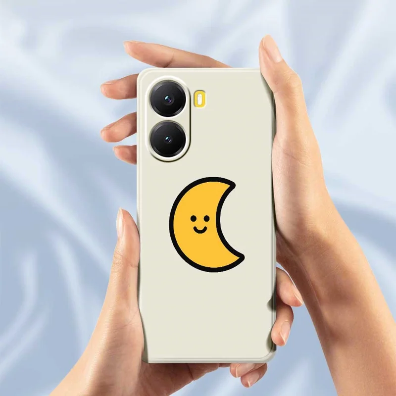 Für Xiaomi Redmi Turbo 4 5G / Poco X7 Pro 5G Hülle Gelber Mondmuster-Druck Gerade Kante TPU Handyrückseite - Beige