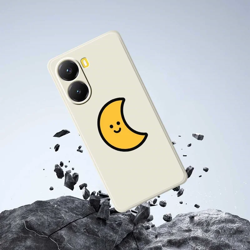 Für Xiaomi Redmi Turbo 4 5G / Poco X7 Pro 5G Hülle Gelber Mondmuster-Druck Gerade Kante TPU Handyrückseite - Beige