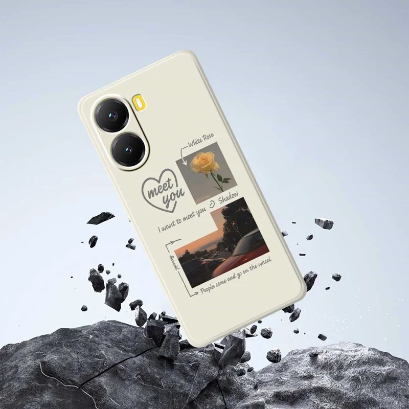 Для Xiaomi Redmi Turbo 4 5G / Poco X7 Pro 5G Чехол Встретимся с вами Фото Шаблон Печать Прямой край TPU Задняя крышка телефона - Бежевый