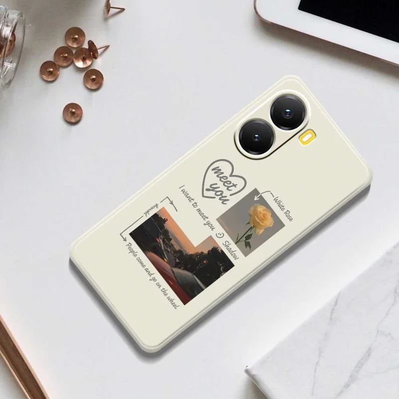 Для Xiaomi Redmi Turbo 4 5G / Poco X7 Pro 5G Чехол Встретимся с вами Фото Шаблон Печать Прямой край TPU Задняя крышка телефона - Бежевый