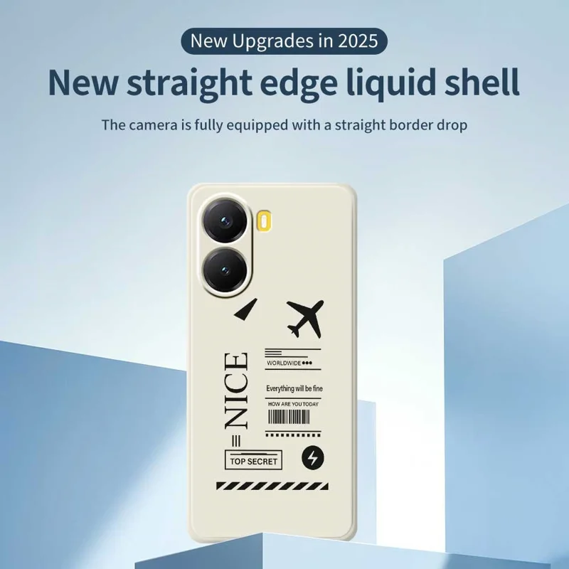 For Xiaomi Redmi Turbo 4 5G  /  Poco X7 Pro 5G Case Boarding Ticket Pattern Printing Straight Edge TPU Phone Back Cover - Beige