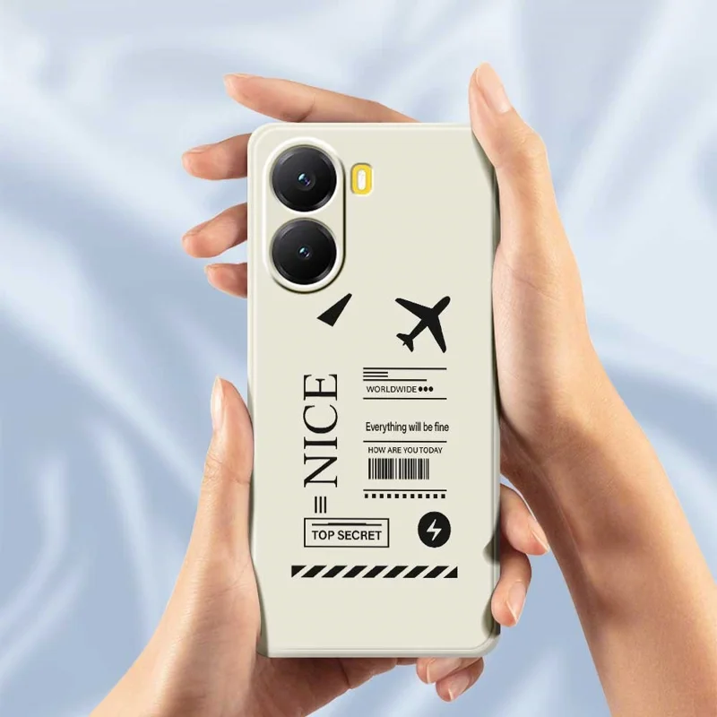 For Xiaomi Redmi Turbo 4 5G  /  Poco X7 Pro 5G Case Boarding Ticket Pattern Printing Straight Edge TPU Phone Back Cover - Beige