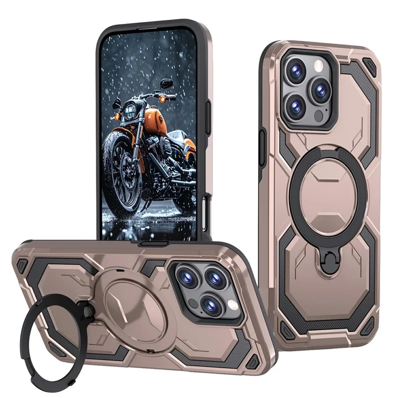 Bulk Purchasing For iPhone 12 Pro Max Case Rotating Kickstand TPU + PC Anti-drop Phone Cover - Pink