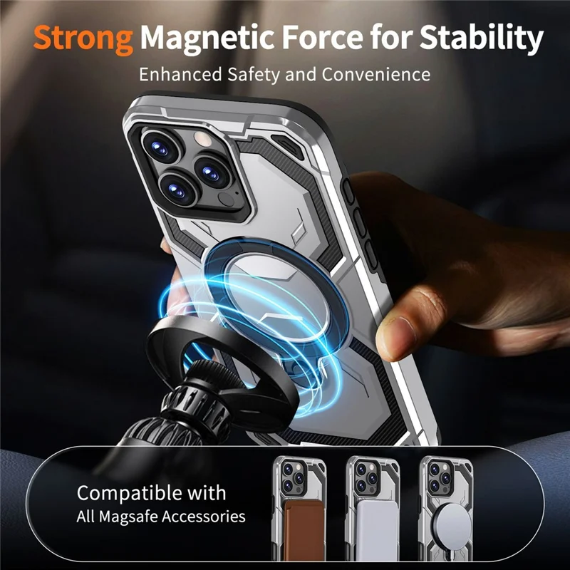Bulk Purchasing For iPhone 12 Pro Max Case Rotating Kickstand TPU + PC Anti-drop Phone Cover - Black
