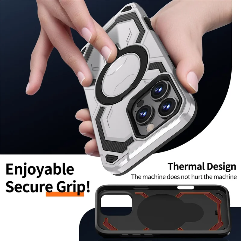Bulk Purchasing For iPhone 12 Pro / 12 Case Rotating Kickstand TPU + PC Anti-drop Phone Cover - Black