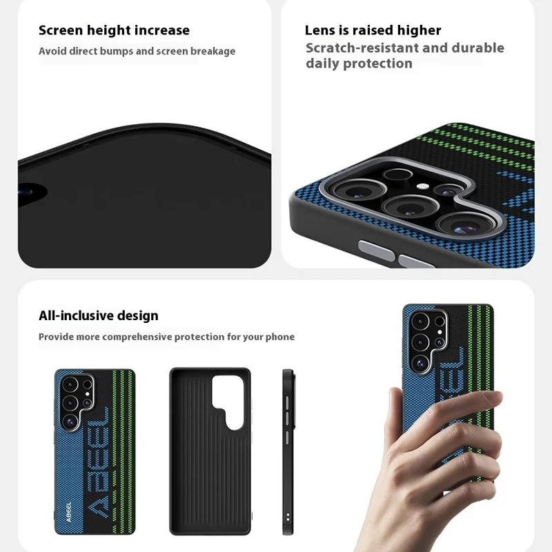 Étui ABEEL pour Samsung Galaxy S25 FE Compatible avec MagSafe - Coque de téléphone en PC TPU et alliage d'aluminium avec cuir imprimé - Numéro 1 Exceptionnel
