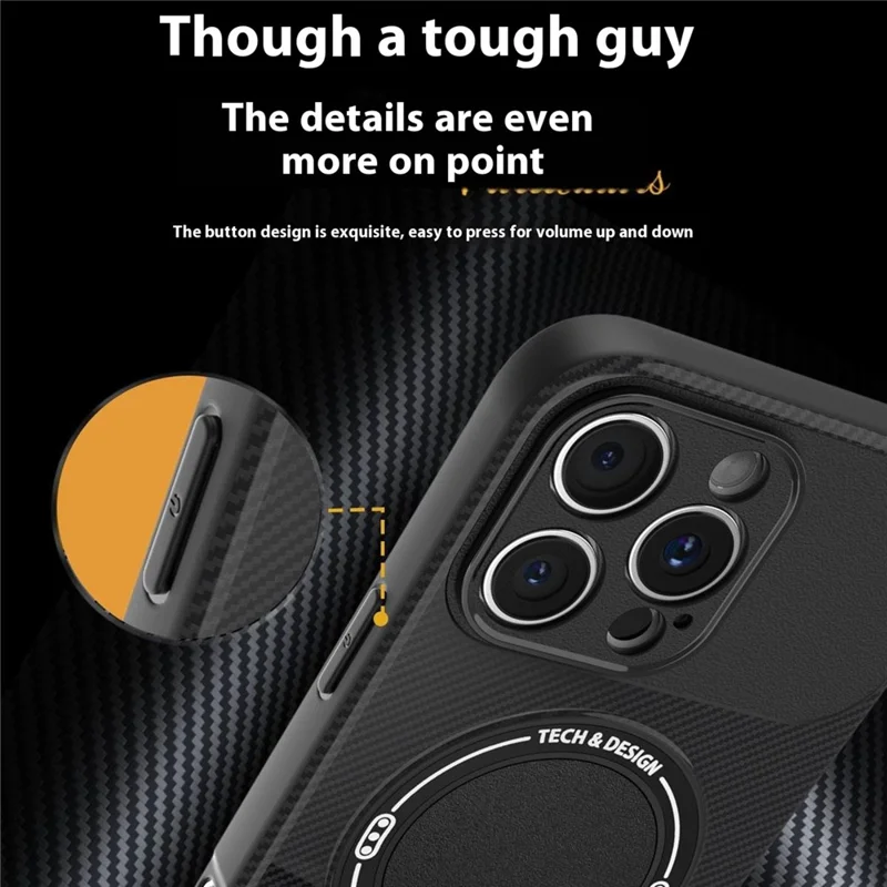 For iPhone 16 Pro Max Case with Kickstand Carbon Fiber Texture PC + TPU Phone Cover - Blue