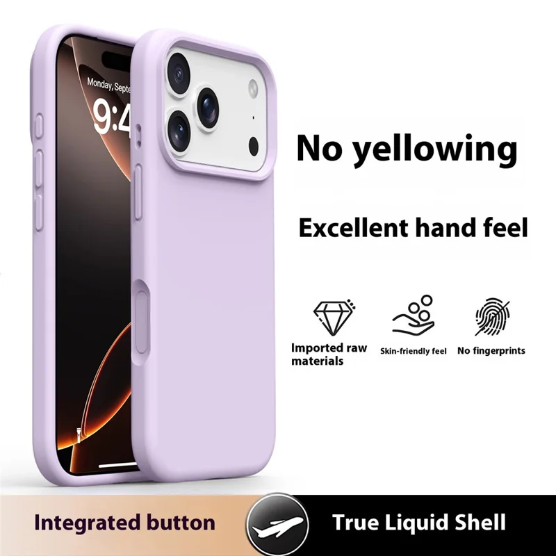For iPhone 18 Pro Max / 17 Pro Max Case Soft Microfiber Lining Liquid Silicone + PC Phone Cover - Bean Purple