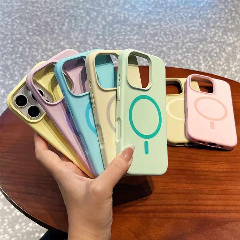 Capa para iPhone 16 Pro Compatível com MagSafe, Silicone Líquido + PC Anti-Riscos - Amarelo Claro