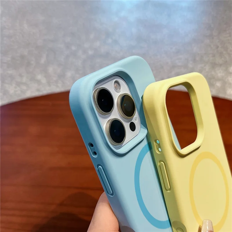 Capa para iPhone 16 Pro Compatível com MagSafe, Silicone Líquido + PC Anti-Riscos - Amarelo Claro