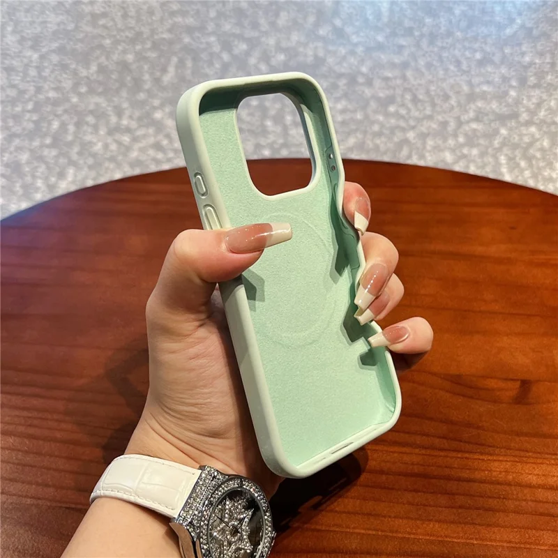 Für iPhone 16 Pro Max Hülle kompatibel mit MagSafe Flüssigsilikon + PC Kratzsicher Handyhülle - Hellgelb