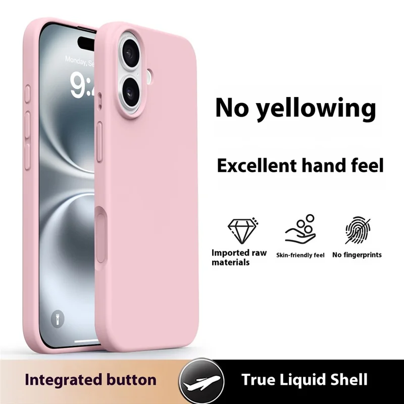 For iPhone 17 Case Soft Microfiber Lining Liquid Silicone + PC Phone Cover - Sakura Pink