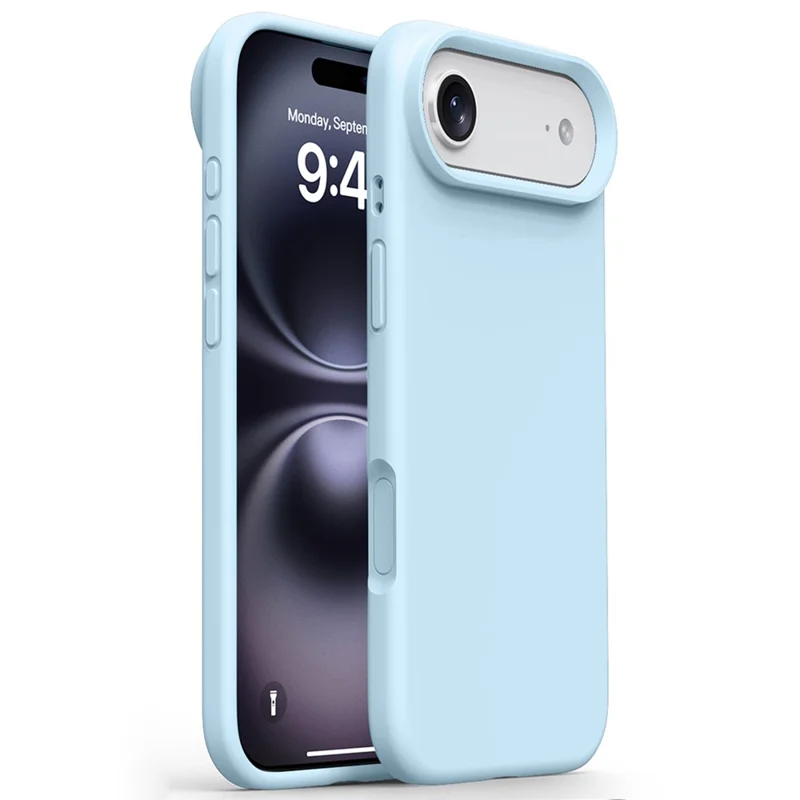 For iPhone Air Case Soft Microfiber Lining Liquid Silicone + PC Phone Cover - Ice Blue
