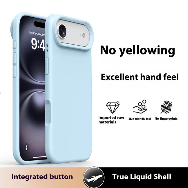 For iPhone Air Case Soft Microfiber Lining Liquid Silicone + PC Phone Cover - Ice Blue