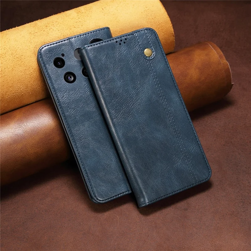 Cover per Nothing Phone (3) 5G in Pelle Stile Crazy Horse con Portafoglio e Supporto - Blu