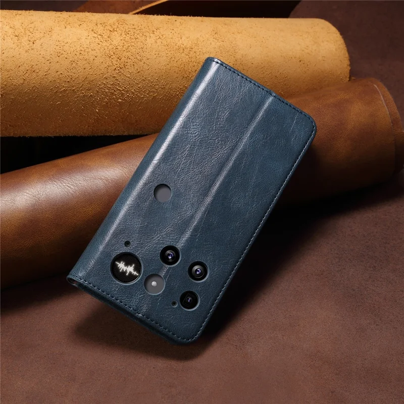 Cover per Nothing Phone (3) 5G in Pelle Stile Crazy Horse con Portafoglio e Supporto - Blu