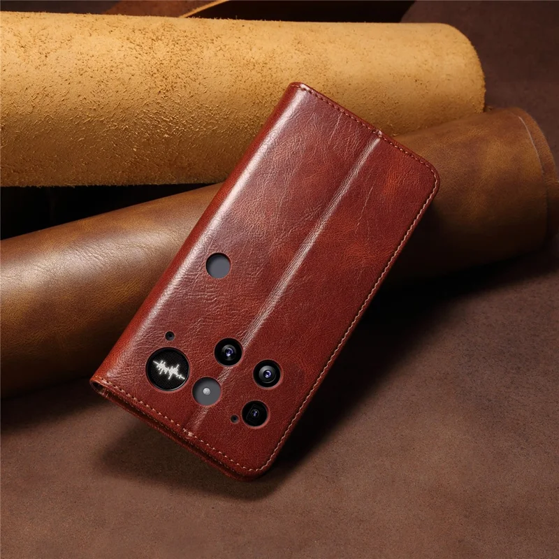 For Nothing Phone (3) 5G Case Crazy Horse Texture Waxy Leather Wallet Stand Phone Cover - Brown