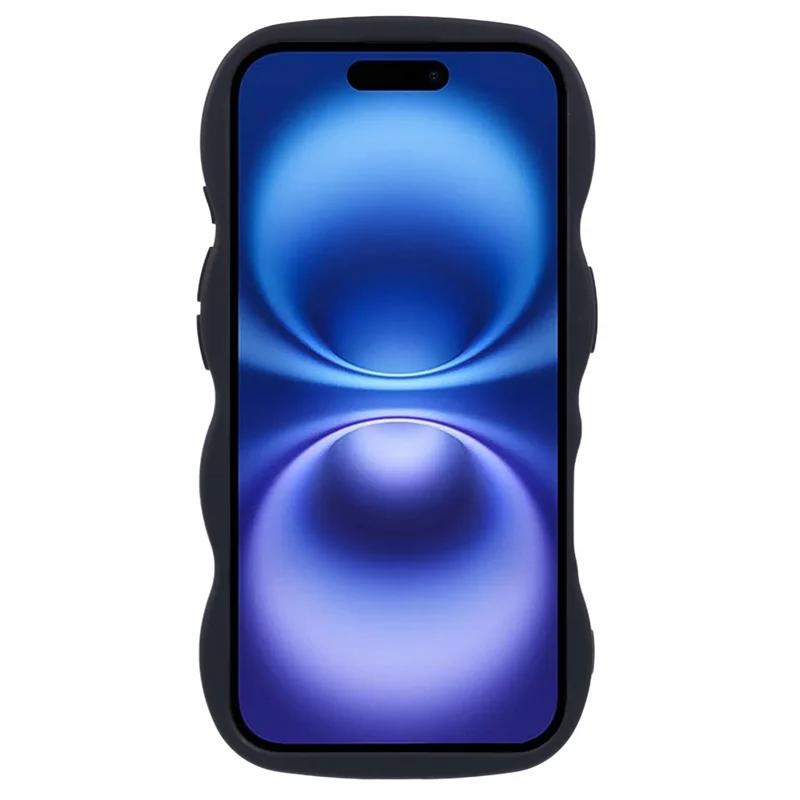 For iPhone 17 Case TPU Protective Phone Cover Unique Curly Wave Frame - Black