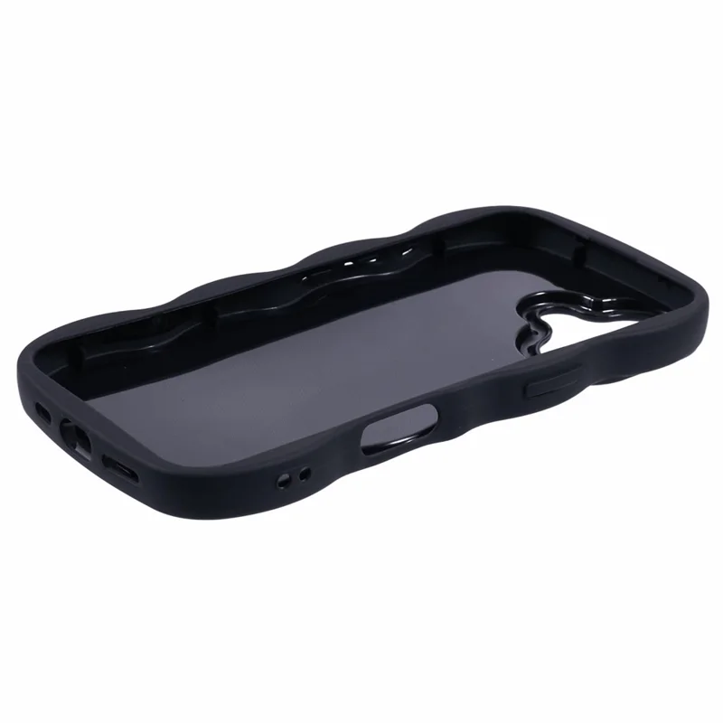 For iPhone 17 Case TPU Protective Phone Cover Unique Curly Wave Frame - Black